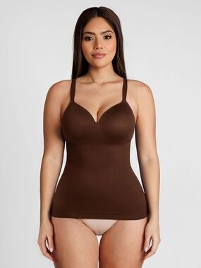 Smooth Sculpting Cami with Integrated Cups - Brown FEELINGIRL 3XL